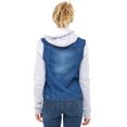 thumbnail image 7 of SKYLINEWEARS Women Hooded Denim Jacket Long Sleeve Layered Drawstring Hoodie Washed Jean Jacket, 7 of 7
