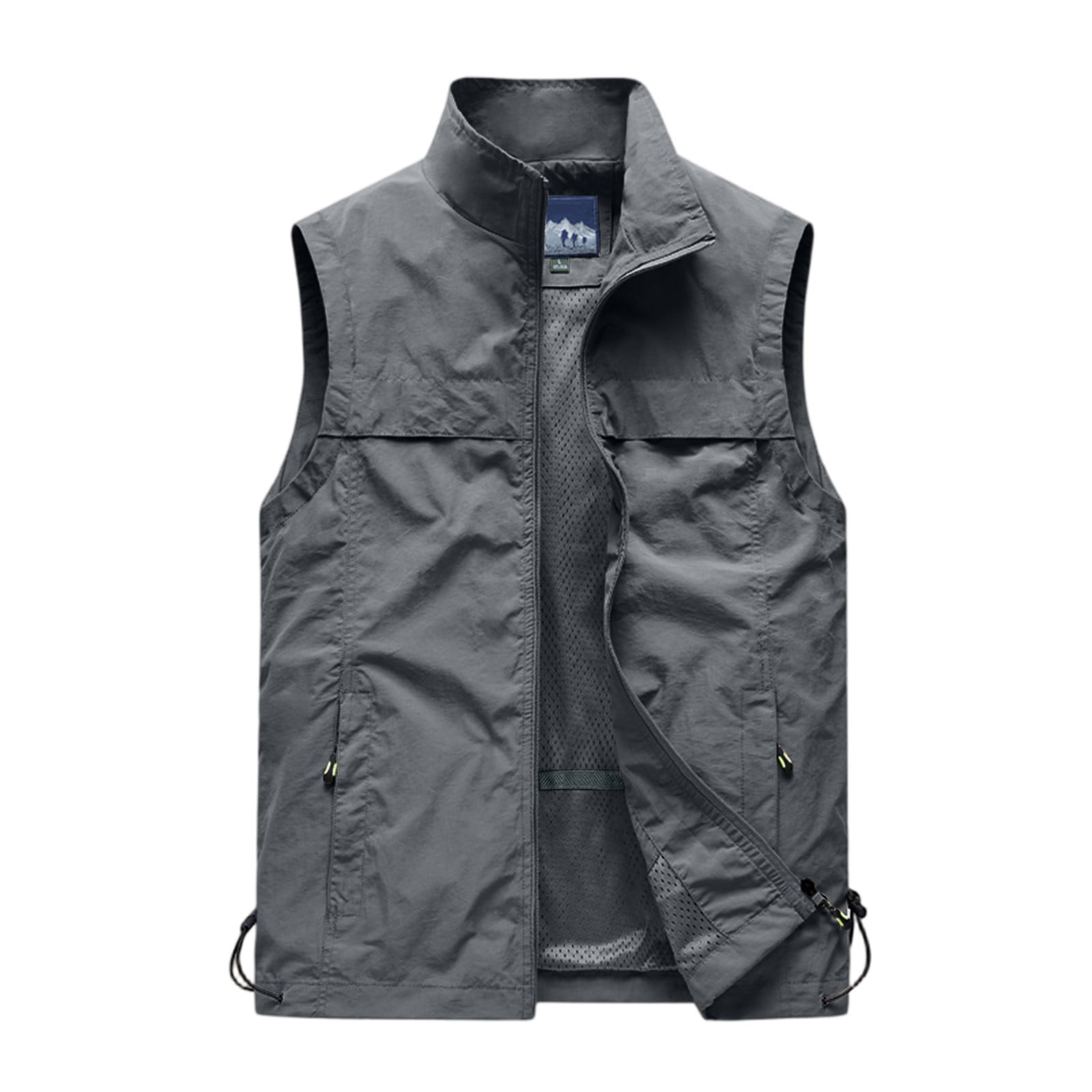 Men's Lightweight Windproof Golf Vest - Softshell Sleeveless Sports Jacket with Zipper Pockets, Breathable Outdoor Utility Vest for Running, Hiking, Fishing & Traveling (Gray, L)