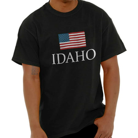 Brisco Brands Idaho ID Patriotic America Flag Short Sleeve Adult (Best Snowboarding In Idaho)