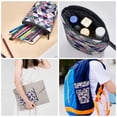 thumbnail image 4 of Lsque Plaid Flamingo Pattern Telescopic Pencil Bag Pen Holder Stationery Case, Stand-up Retractable Transformer Bag Organizer, 4 of 6