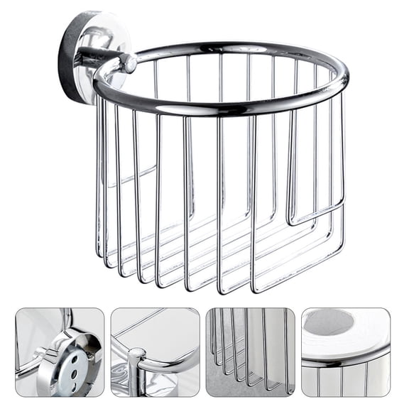 MLINS Wall Mounted Tissue Holder in Silver Stainless Steel for Home with Design Fits 1 Roll