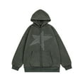 thumbnail image 2 of Women Vintage Hoodies Grunge Star Print Zipped Hooded Sweatshirts Winter Long Sleeve Loose Coat, 2 of 10