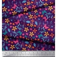 thumbnail image 2 of Soimoi Purple Velvet Fabric Flower & Butterfly Print Fabric by The Yard 58 Inch Wide, 2 of 3