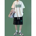 thumbnail image 5 of Camisetas, pantalones cortos, trajes para hombres, jogger, estampado, deportes, correr, jogging, gráfico, elegante, conjuntos para hombre, nuevo, conjunto de 2 piezas a juego S, 5 of 5
