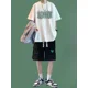 thumbnail image 5 of Camisetas, pantalones cortos, trajes para hombres, jogger, estampado, deportes, correr, jogging, gráfico, elegante, conjuntos para hombre, nuevo, conjunto de 2 piezas a juego S, 5 of 5