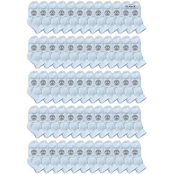 72 Pairs Of Yacht & Smith Wholesale Bulk Kids Mid Ankle Socks, Cotton Sport Athletic Ankle Socks Size 4-6 (White)