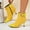 Yellow, variant on Women's High Heel Side Zipper Boots with Buckle Pointed-Toe Booties Elegant Heel Booties Yellow 9(42)
