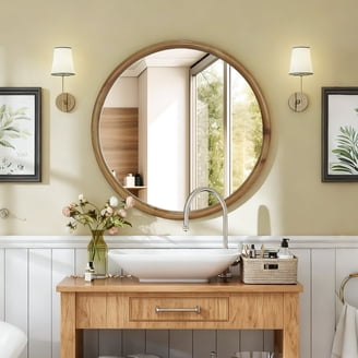 Creative Co-Op Oval Wood Framed Wall Mirror, Natural - Walmart.com