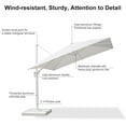 thumbnail image 4 of PURPLE LEAF 10 FT Patio Umbrella White Cantilever Offset Umbrella Square Outdoor Umbrella with 360° Rotation for Garden Deck Pool, White, 4 of 13