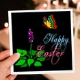 thumbnail image 7 of 3drose, Butterfly, Spring Flower, Red Ladybug, Text Happy Easter on Black, 6 Greeting Cards with Envelopes, 7 of 7