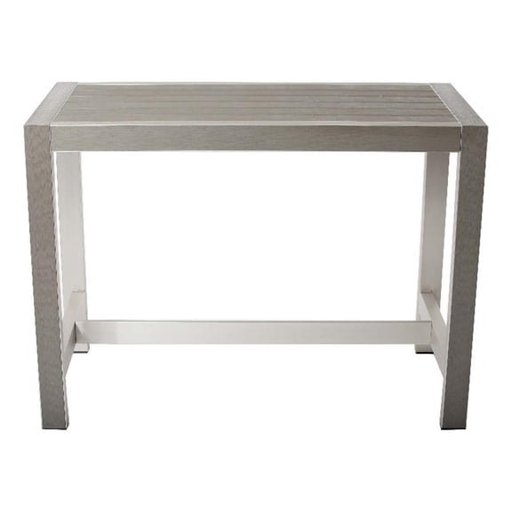 Pemberly Row 43x59" Modern Aluminum Large Bar Table in Gray Finish