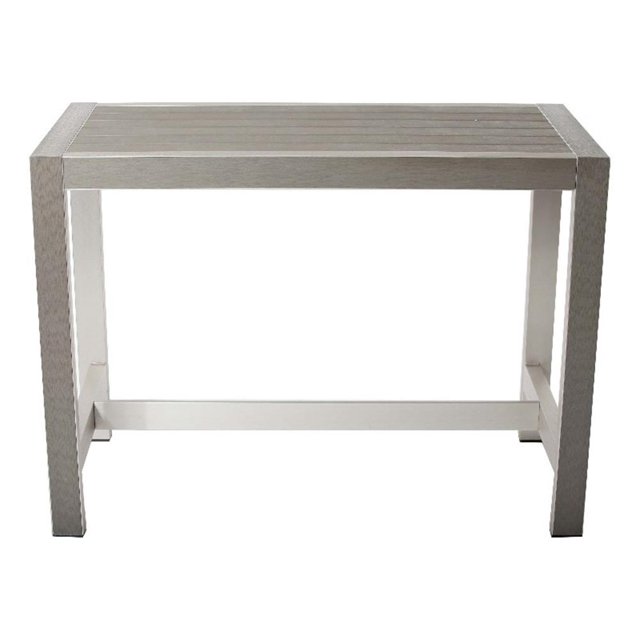 Pemberly Row 43x59" Modern Aluminum Large Bar Table in Gray Finish