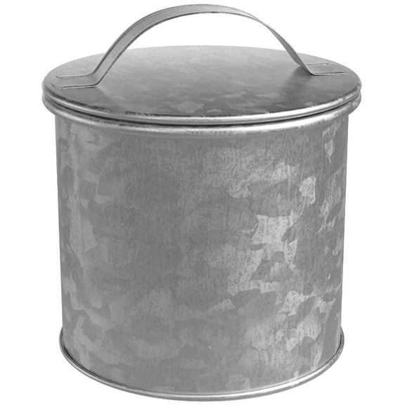 Amici Home Newport Small Galvanized Metal Canister with Handle Lid - 30 Oz Rustic Industrial (5"H x 4.5"L)