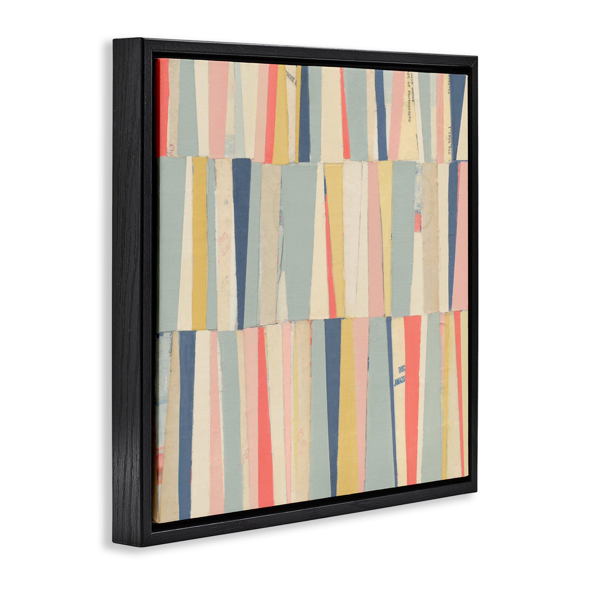 Stupell Industries Pastel Shapes Collage Abstract Painting Black Floater Framed Canvas Art Print Wall Art, 25 x 25
