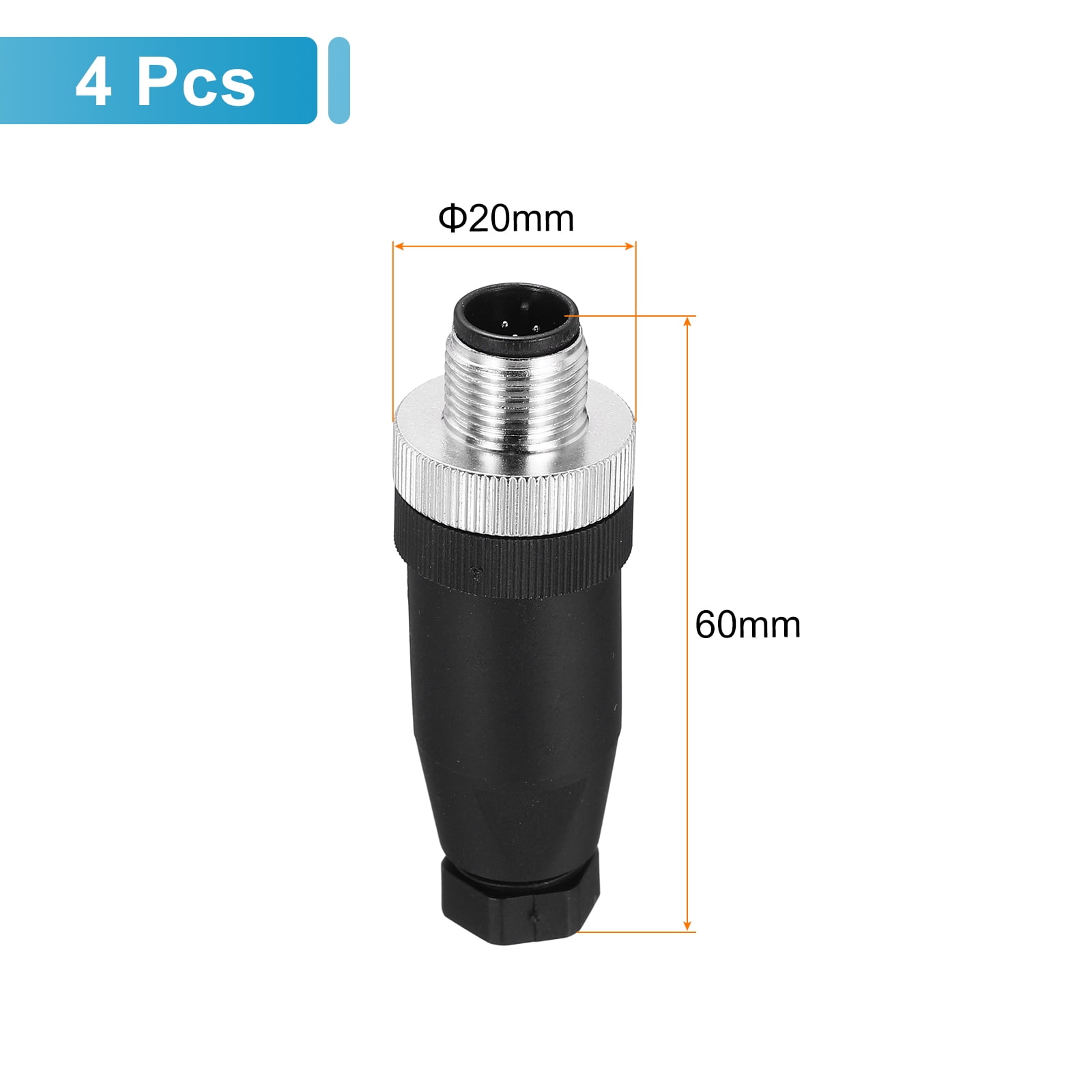 Uxcell 8 Pin M12 Male Aviation Wire Connector 4 Pcs Waterproof IP67
