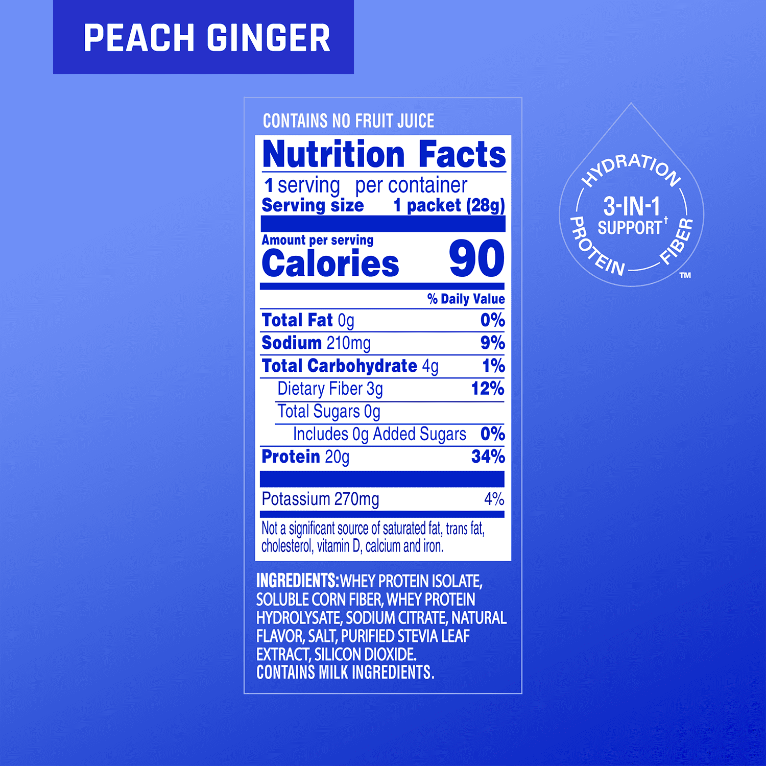 (15 pack) Propel Clear Protein, 20g Protein, Zero Sugar, Peach Ginger, Powdered Clear Protein Drink Mix, 0.98 oz
