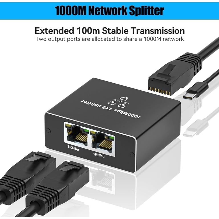 Duplicador Ethernet RJ45 De 2 Puertos - Switch Manual 1 A 2 O 2 A 1 Sin Alimentación, Para CAT8/CAT7/Cat6A