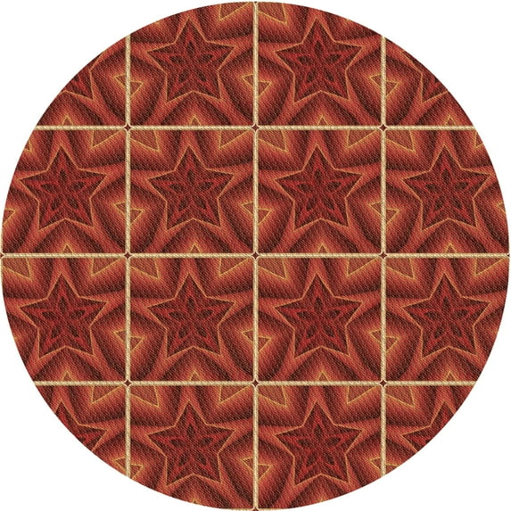 Ahgly Company Indoor Round Patterned Grapefruit Red Area Rugs, 4' Round