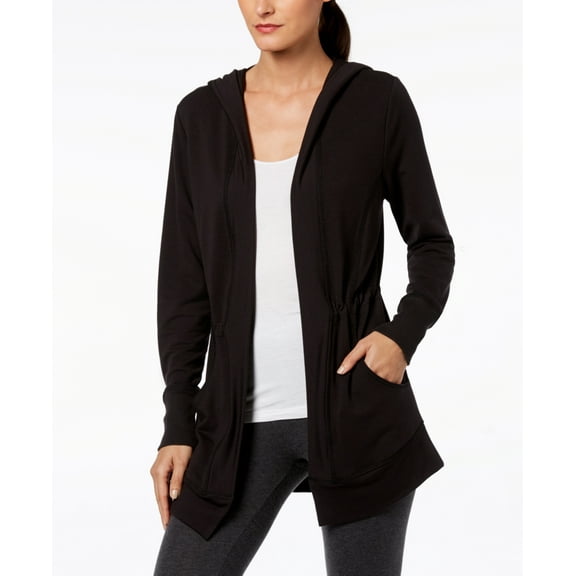 Ideology Womens Hooded Open Front Wrap,Noir,X-Small