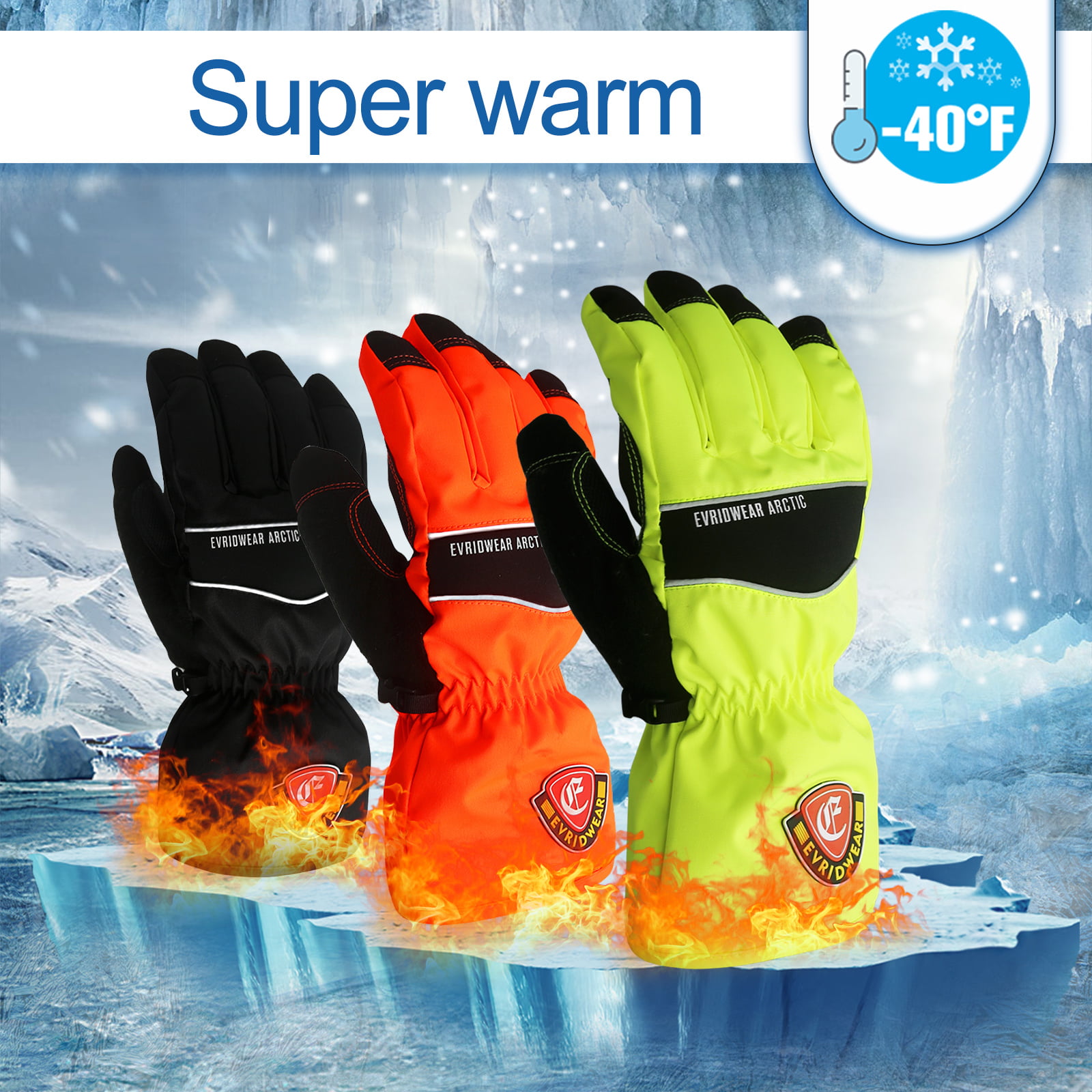 Evridwear Thermal Warm Double Layer Knitted Winter Gloves with Durable Grip Orange Small, Adult Unisex