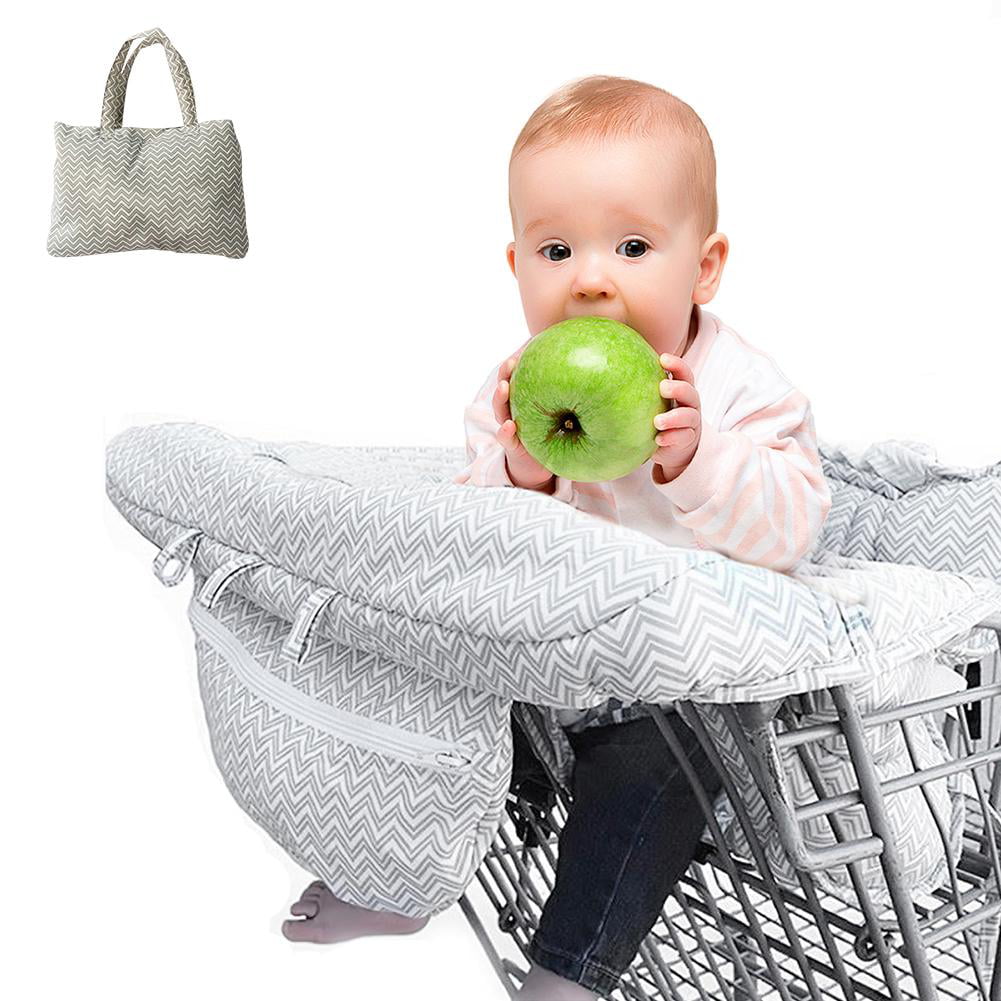 Baby Cart Cover Cushion Ultra Plush 100 Cotton Upper Full Safety Harness Machine Washable for Baby Toddler Boy or Girl 2-in-1 Shopping Cart Baby Seat Cover 