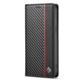 thumbnail image 2 of ELEHOLD for iPhone 14 Plus 6.7 inch 2022 Folio Case, Carbon Fiber Flexible TPU Kickstand Card Slots Cash Pocket Magnetic Buckle Full Protetcion Shockproof Flip Case for iPhone 14 Plus, Vertical Line, 2 of 10