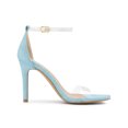 thumbnail image 7 of BLISSFUL STEP Women's Clear Ankle Strap Stiletto Heel Sandals Sky Blue 5, 7 of 7