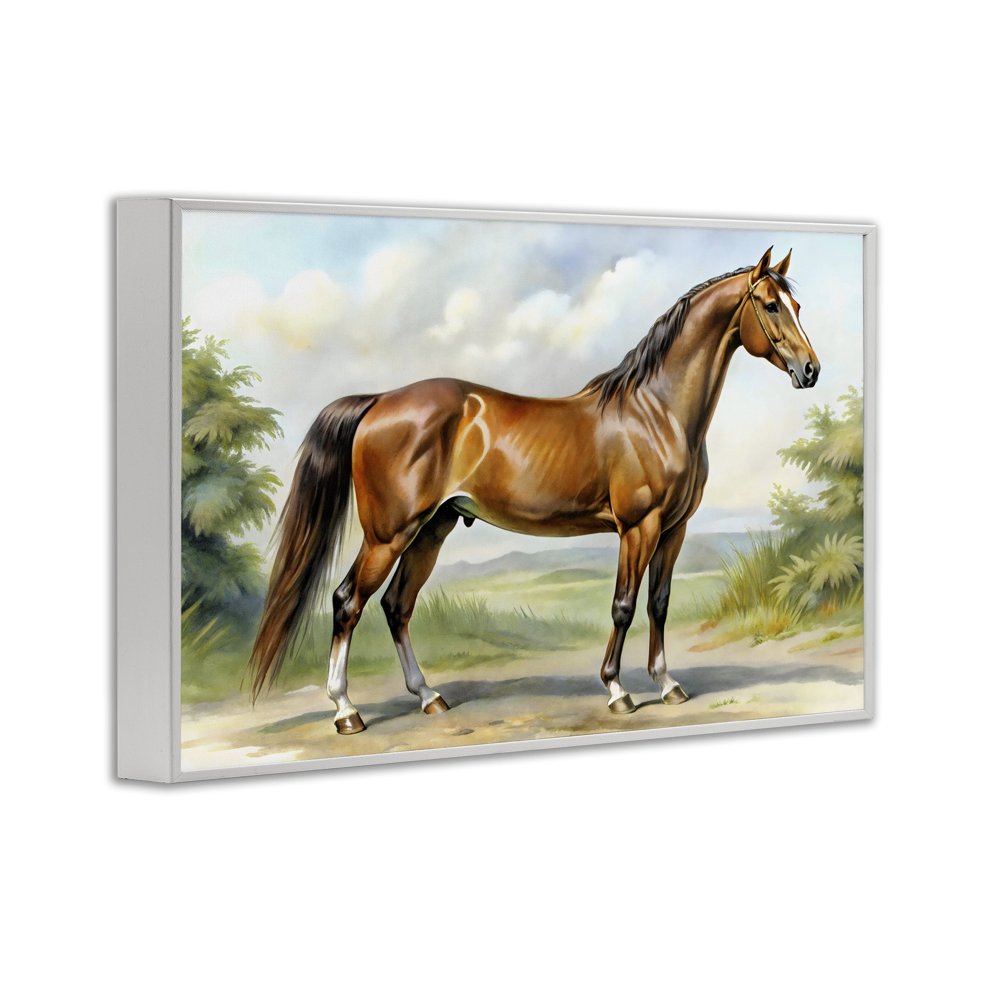 Stupell Industries Majestic Horse in Pastoral Landscape White Framed Giclee Art, design by Creative Studio