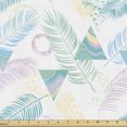 thumbnail image 1 of Pastel Fabric by the Yard, Exotic Palm Leaf Along Triangle Circles Urban Memphis Art Style Nature Theme, Upholstery Fabric for Dining Chairs Home Decor Accents, Blue and Pink by Ambesonne, 1 of 5