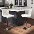 thumbnail image 2 of Costway Modern Bar Stools Set of 2 PU Leather Upholstered Swivel Counter Stools with Back White, 2 of 8