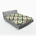 thumbnail image 2 of Ambesonne Abstract Boho Fitted Sheet, Trippy Geometric Grid, Queen Size, Cream Sea Blue Raspberry, 2 of 5