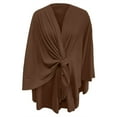 thumbnail image 4 of Women's Loose V-Neck Shawl Poncho, Open Front Knit Cape for Spring Fall Winter, Soft Double Layer Wrap Cardigan, Versatile Dressy Casual Cover Up for Women, Three-Season Elegant Outerwear - Coffee, 4 of 4