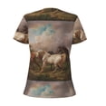 thumbnail image 4 of Naloa Three Horses Oil Painting Print T-Shirts Short Sleeve V Neck Tees for Women Fashion Tops Trendy Lightweight Soft Casual Summer Outfits Clothes, 4 of 5