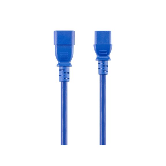 Monoprice Extension Cord - 3 Feet - Blue, IEC 60320 C14 to IEC 60320 C13, 14AWG, 15A, SJT, 100-250V, For Powering Computers, Monitors