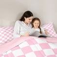 thumbnail image 4 of Homewish Casual Checkerboard Twin Comforter Sets 2pcs for Girls, Vintage Plaid Bedding Set, Blush Pink,Pink Reversible,1 Comforter and 1 Pillowcase, 4 of 6