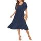 thumbnail image 1 of Vestido AUSELILY de verano con cuello en V y manga corta para mujer, azul marino, 1 of 6