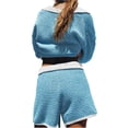 thumbnail image 2 of 2 Piece Sets Striped Casual V Neck Sleepwear Set Women Loungewear Soft Comfortable Home Outfit, 2 of 6