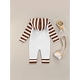thumbnail image 3 of Mialoley Bébé Garçons Romper Cou à Capuche Rayé Lettres Automne Bambins Combinaison, 3 of 7
