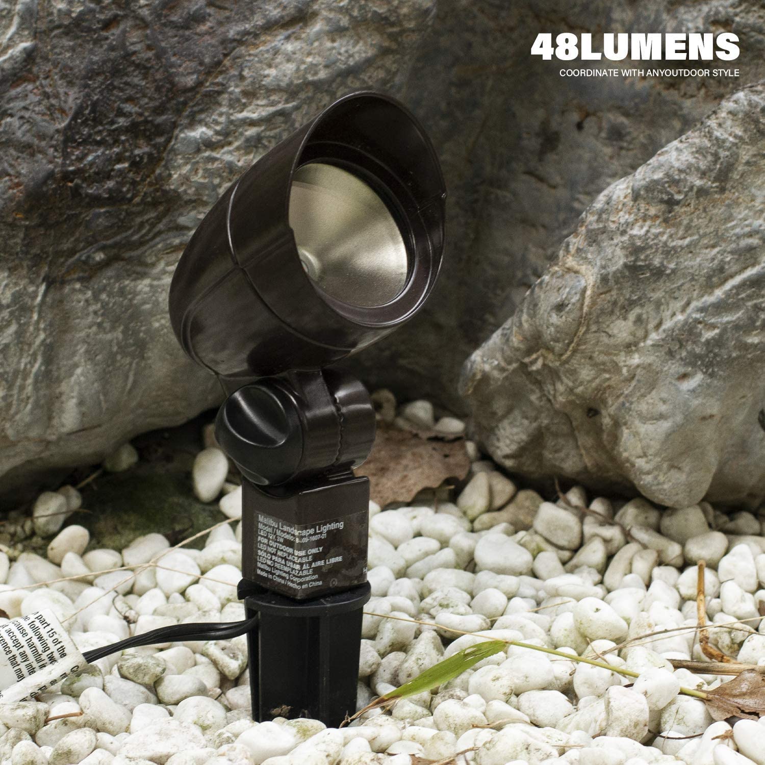Malibu 3W Low Voltage LED Metal Landscape Light Corded-Electric Charcoal Brown Waterproof - image 2 of 7
