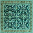 thumbnail image 1 of Ahgly Company Machine Washable Indoor Square Oriental Turquoise Blue Industrial Area Rugs, 5' Square, 1 of 4