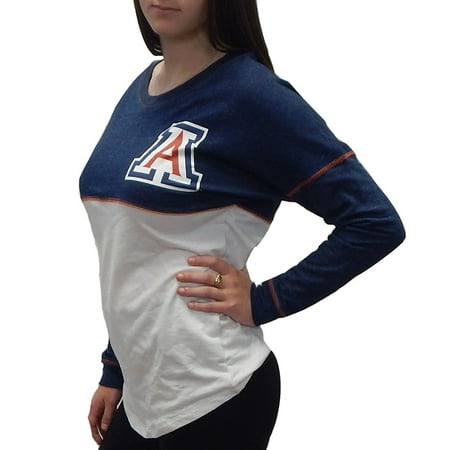 Arizona Top (University Of Arizona Wildcats Officially Licensed Logo Junior Fit Drop Yoke Tee French Terry Long Sleeve T-Shirt (Small))