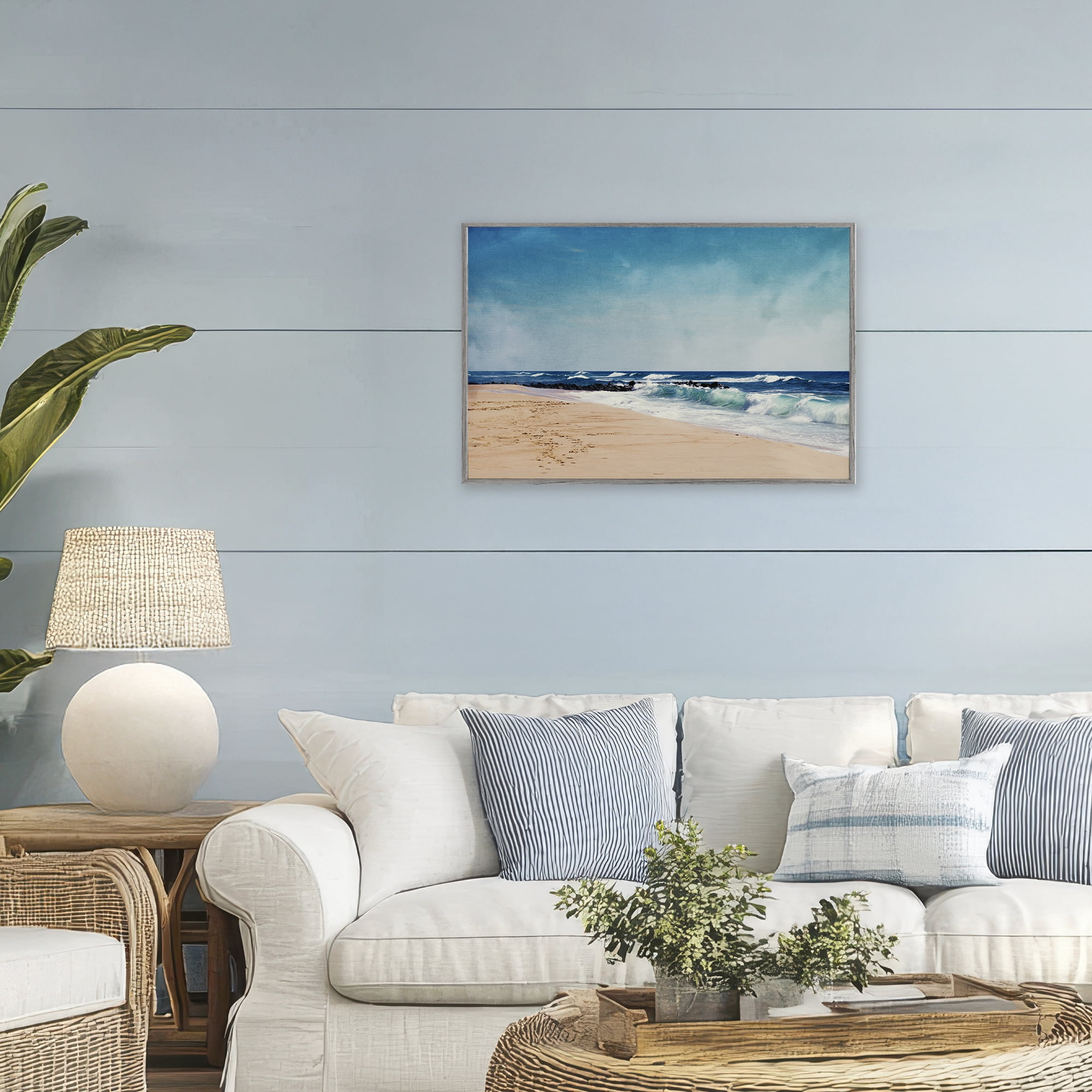 Stupell Industries Atlantic Waves Shoreline Gray Framed Giclee Art, design by Dirk Wüstenhagen