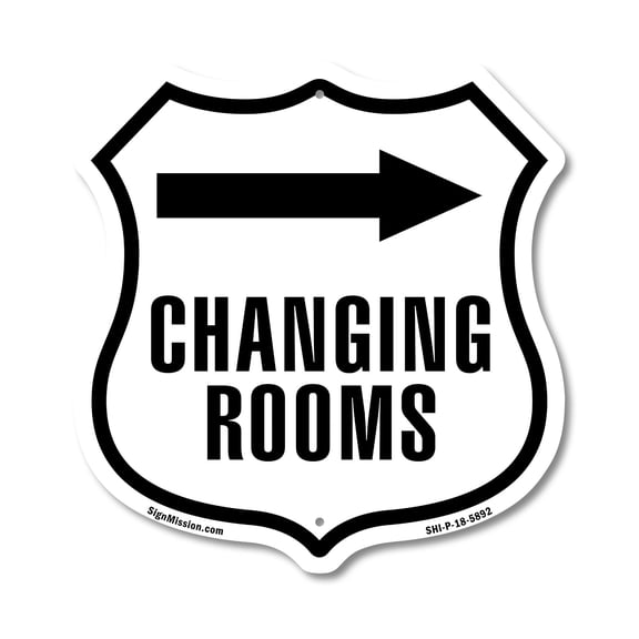 Changing Rooms Right (2 Pack) 12 inch X 12 inch Shield-Shaped Rust-Free Aluminum Metal Signs Weather Resistant Made in the USA