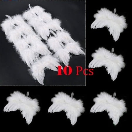 10Pcs Guardian Angel White Feather Wing Christmas Tree Hanging Ornament