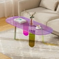 thumbnail image 2 of Acrylic Coffee Table Set of 2, 17.7" and 47.2" Extra Long Iridescent Table with PVC Mat, Coffee Table for Living Room, Oval Modern Lucite End Table, 2 of 14