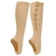thumbnail image 3 of Calcetines de compresión con cremallera de nailon suave, lavables y reutilizables, con puntera abierta, moldeadores de piernas para mujer, color piel, tallas L/XL., 3 of 14