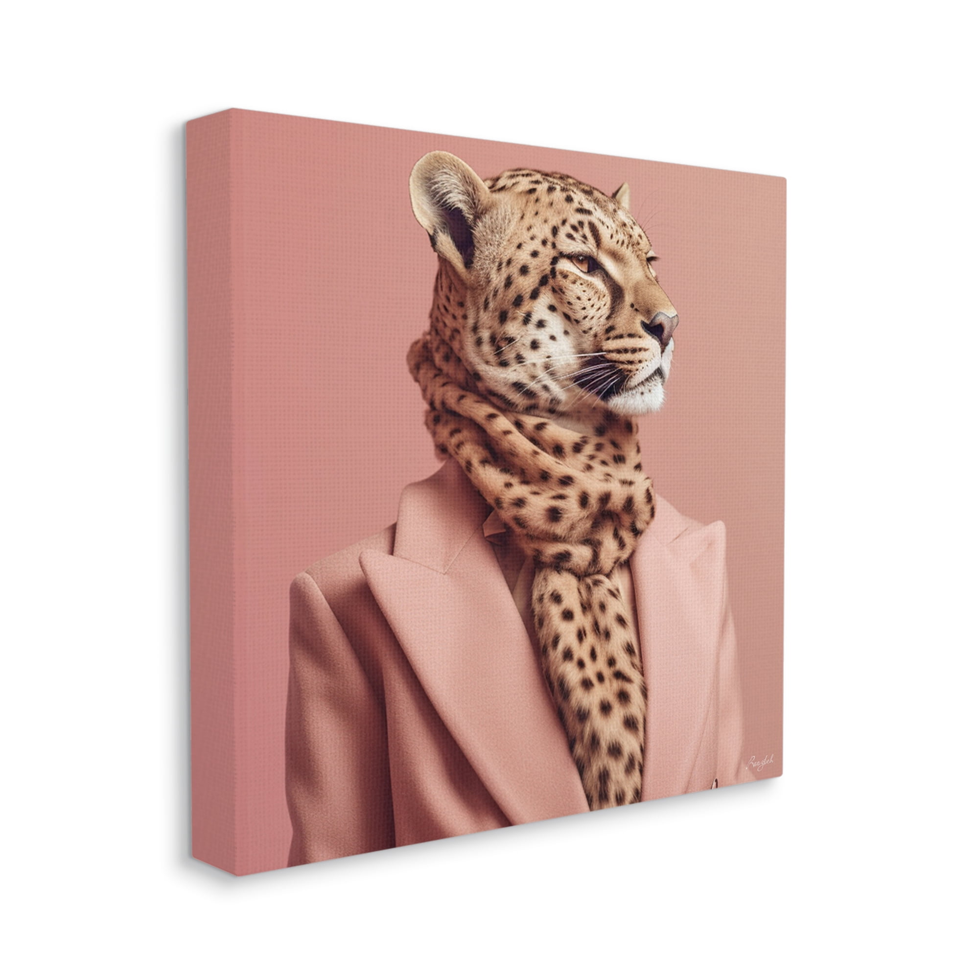 Stupell Industries Fashionable Cheetah Portrait Animals & Insects Painting Gallery Wrapped Canvas Art Print Wall Art, 17 x 17