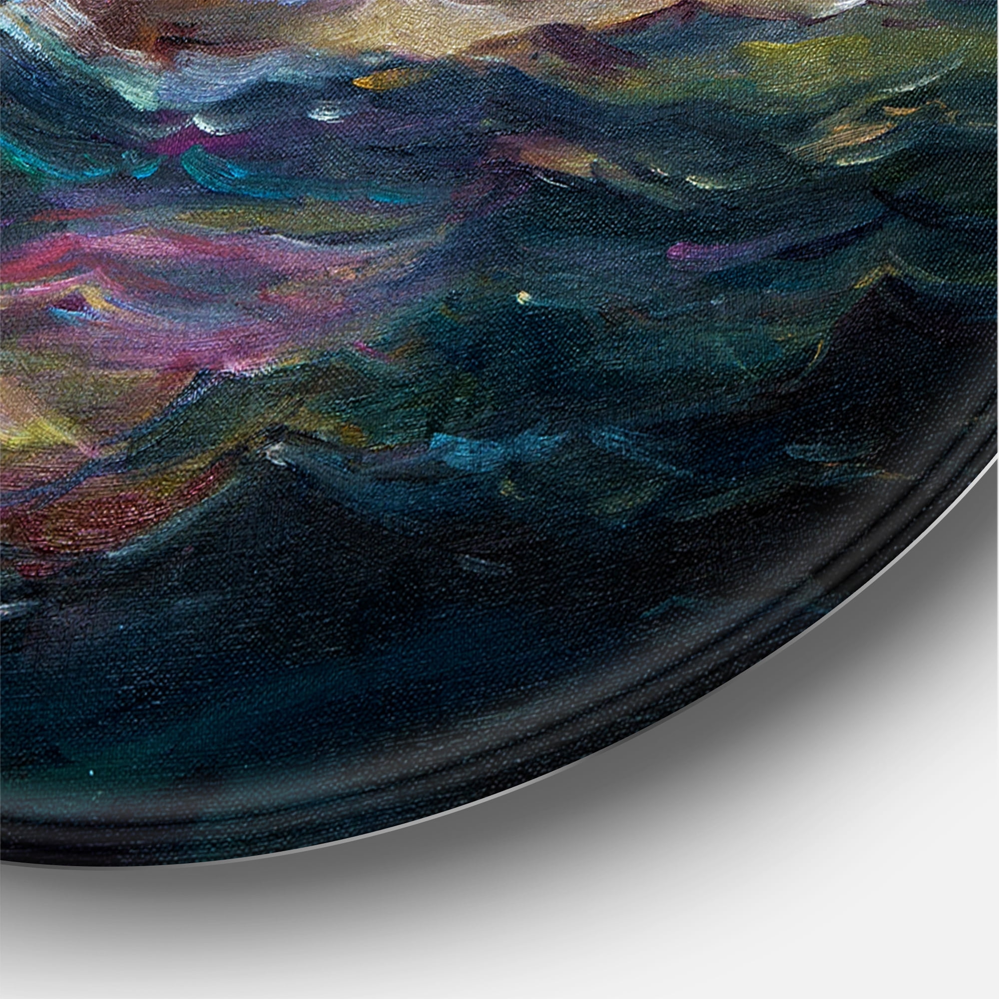Designart 'Boats During Evening Sunset In The Ocean II' Nautical & Coastal Circle Metal Wall Art 36x36 - Disc of 36