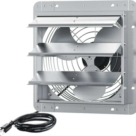 10 Inch Shutter Exhaust Fan, Aluminum Wall Mounted Exhaust Fan, 820 CFM High Speed Automatic Shutter Attic Fan, Vent Fan For Greenhouse,Shed,Shop,Garage