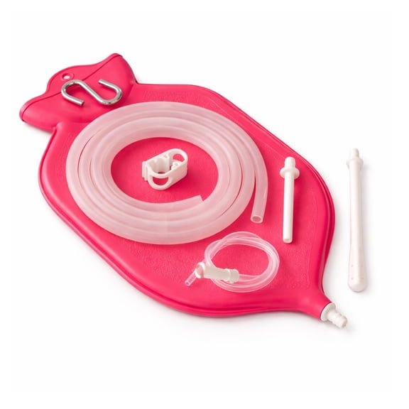 SoulGenie NaturoFloPlus Enema Bag Kit - 4 Quart for Deep Enemas - Pink